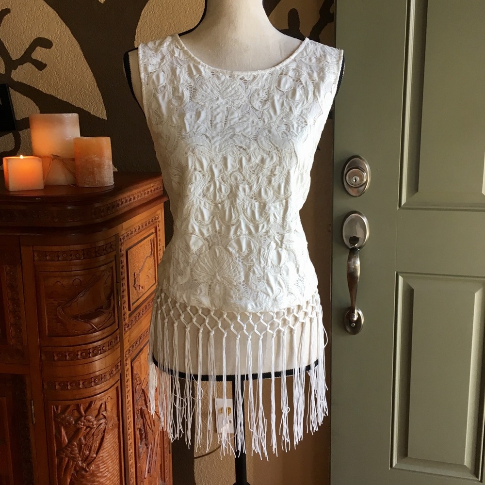 Miss Me Sleeveless Top with fringes